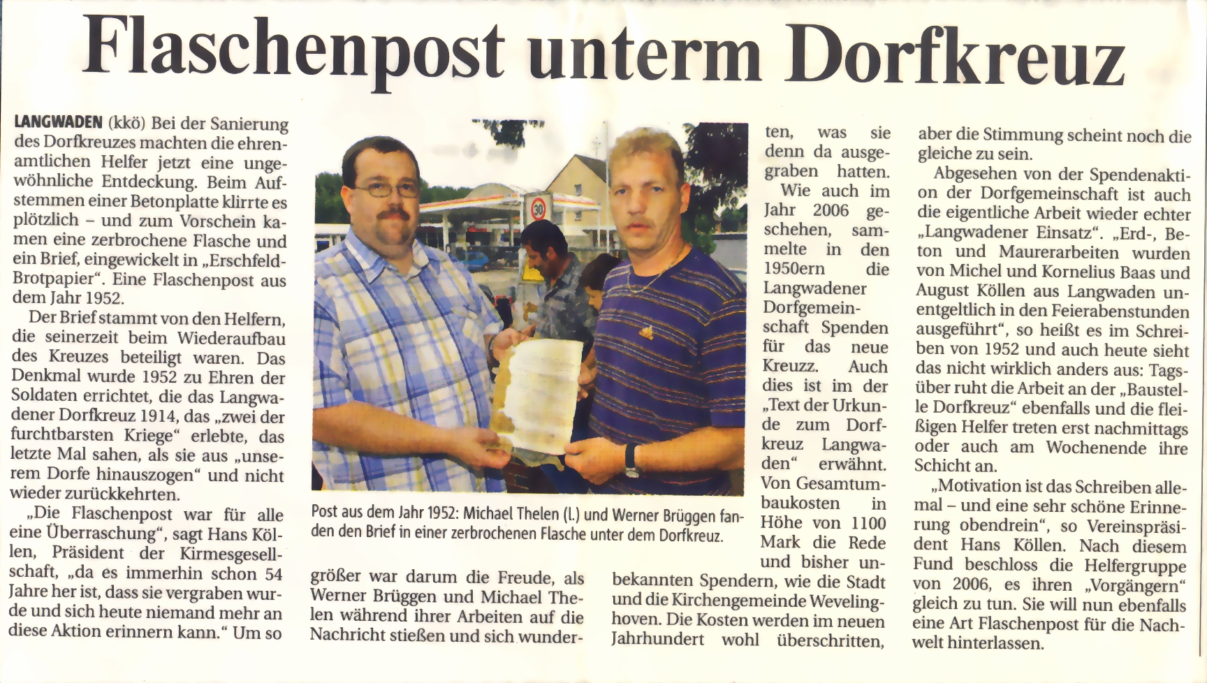 Das Dorfkreuz von Langwaden als Motiv zum NGZ-Artikel